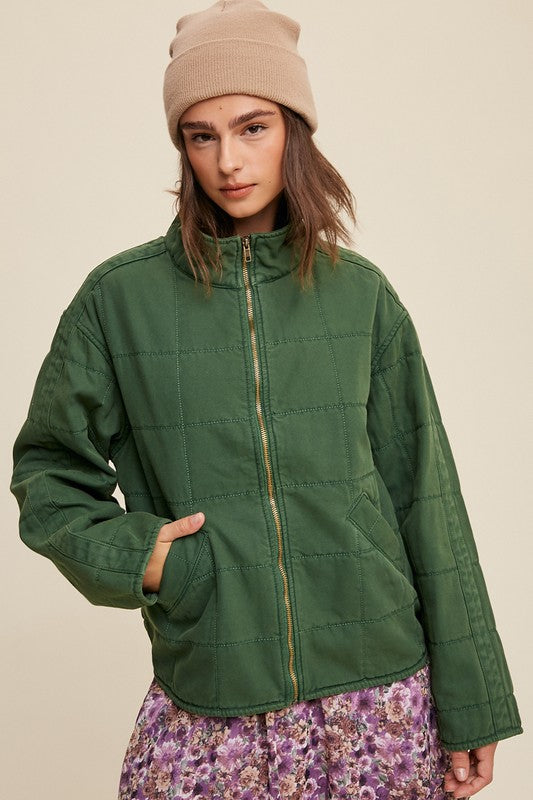 Green Quilted Denim Jacket    Coats & Jackets Listicle- Tilden Co.