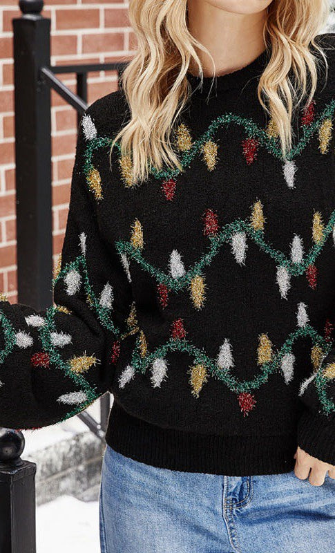 Holiday Lights Sweater - Final Sale    Sweater Miss Sparkling- Tilden Co.