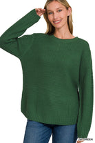 Hi-Low Waffle Sweater Sweater Zenana- Tilden Co.
