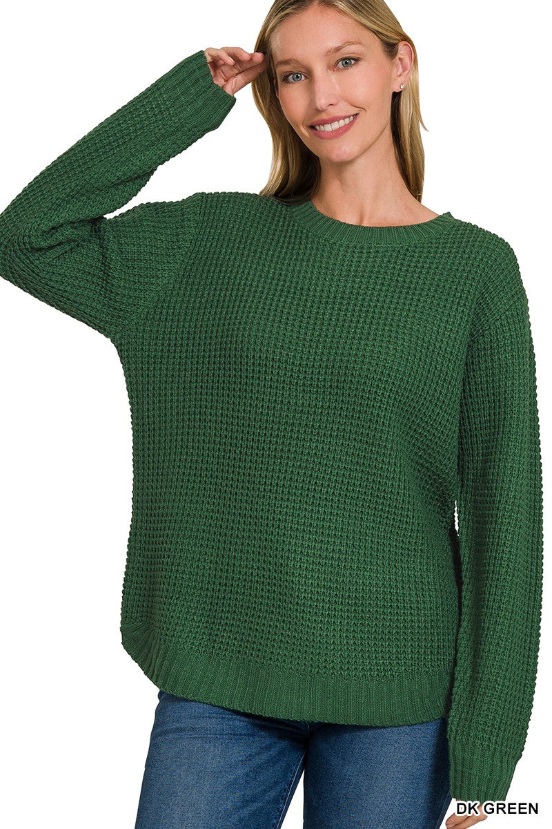 Hi-Low Waffle Sweater Sweater Zenana- Tilden Co.