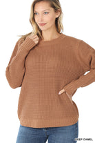 Hi-Low Waffle Sweater Sweater Zenana- Tilden Co.