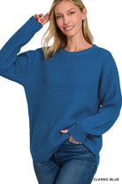 Hi-Low Waffle Sweater Sweater Zenana- Tilden Co.