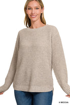 Hi-Low Waffle Sweater Sweater Zenana- Tilden Co.