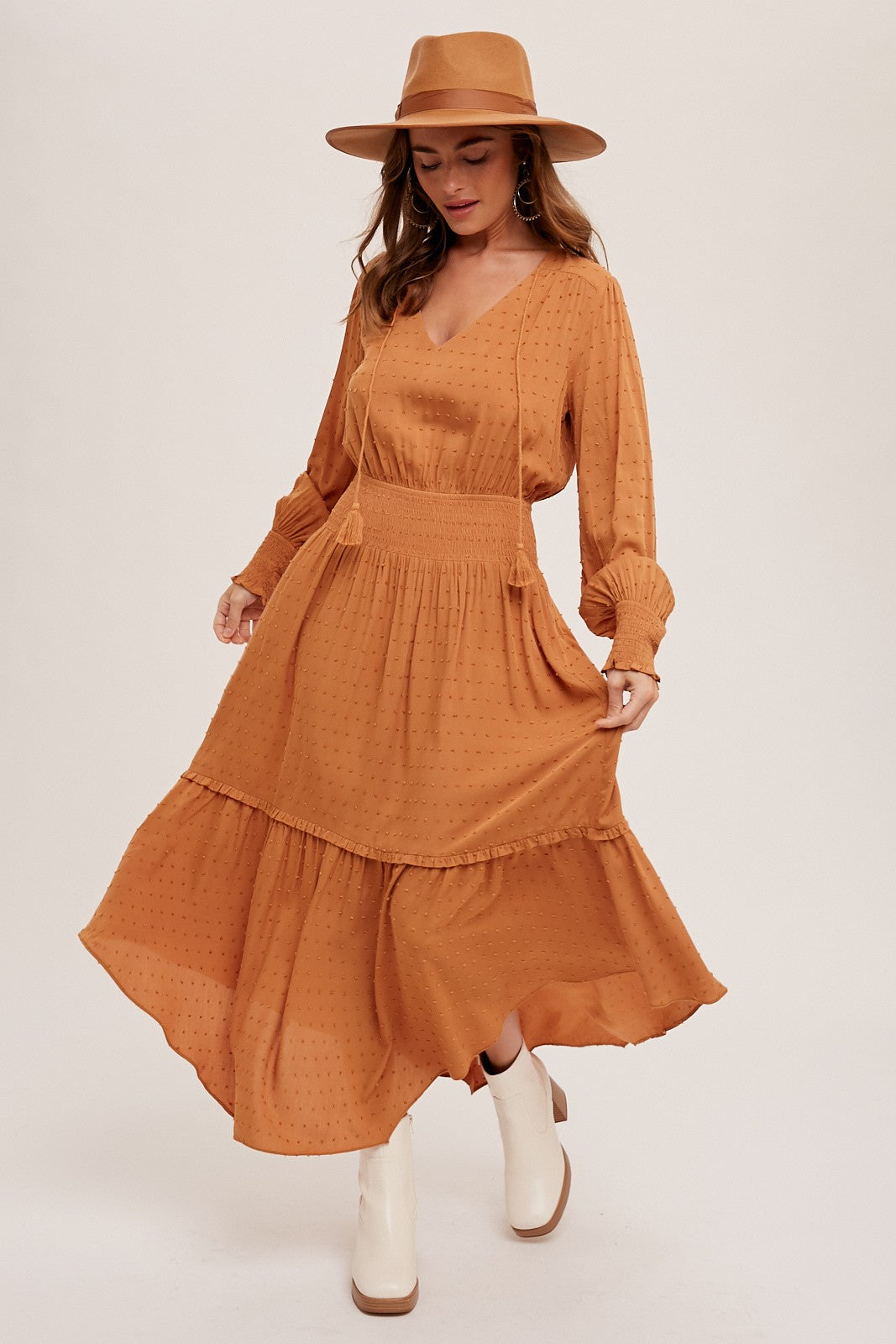 Boho Caramel Maxi Dress Dress Hem & Thread- Tilden Co.