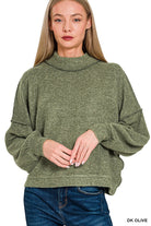 Cozy Horizon Sweater in Dk Olive Sweater Zenana- Tilden Co.