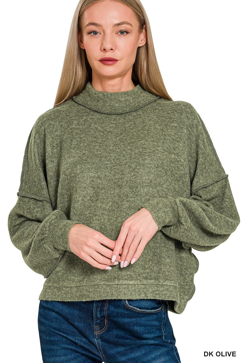 Cozy Horizon Sweater in Dk Olive Sweater Zenana- Tilden Co.