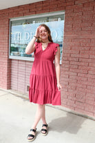 Tara Dress in Watermelon Knee Length Dress Mikarose- Tilden Co.