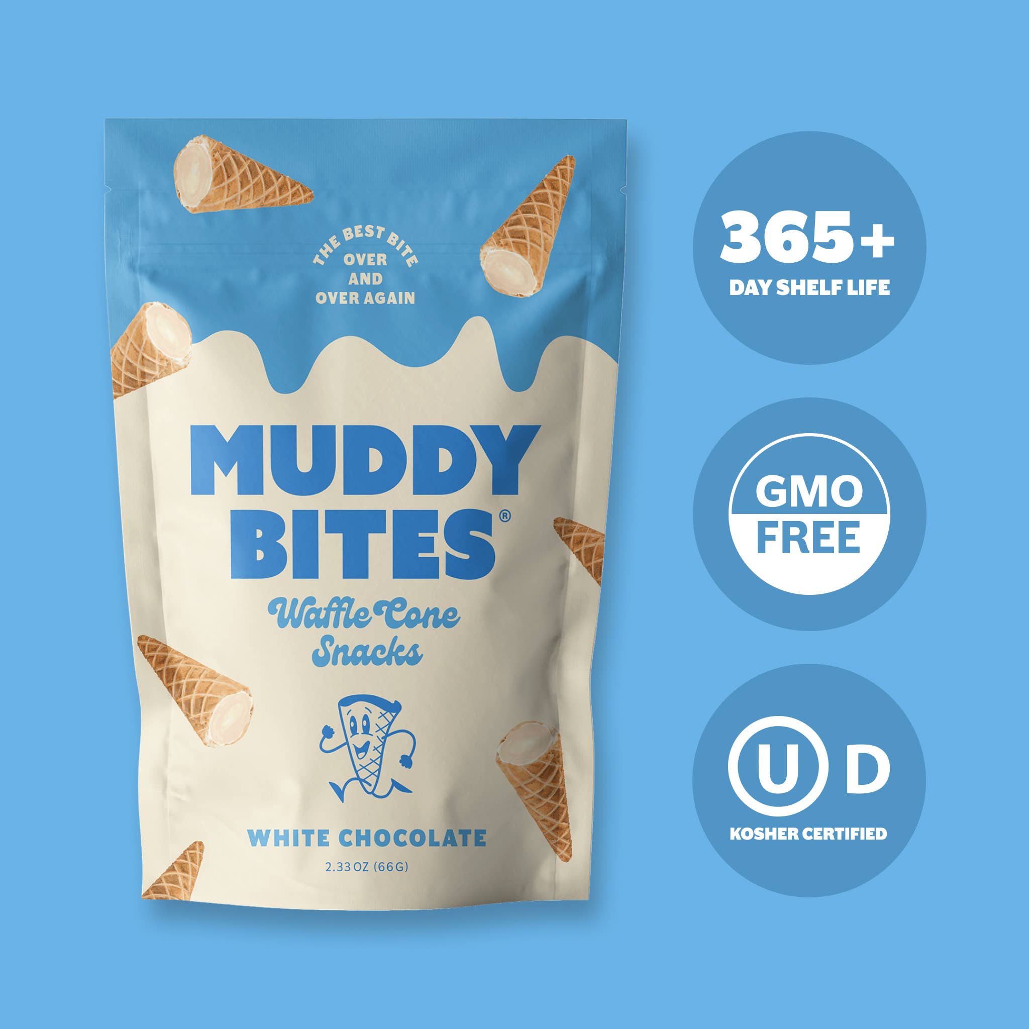 White Chocolate Waffle Cones Snacks Muddy Bites- Tilden Co.