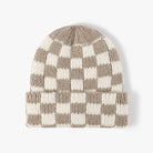 CHECKER SOFT PLUSH BEANIE HAT | 40BN917 TAN TAN beanie JOSSLYN by wall to wall- Tilden Co.