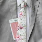 Keira Dusty Rose Floral Tie & Pocket Square Set    necktie Tie Mood- Tilden Co.