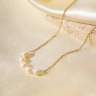 STAINLESS STEEL NON-TARNISH PEARL NECKLACE | 40NK9692 necklace JOSSLYN by wall to wall- Tilden Co.