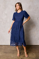 Embroidered Mesh Dress Dress Tea n Rose- Tilden Co.