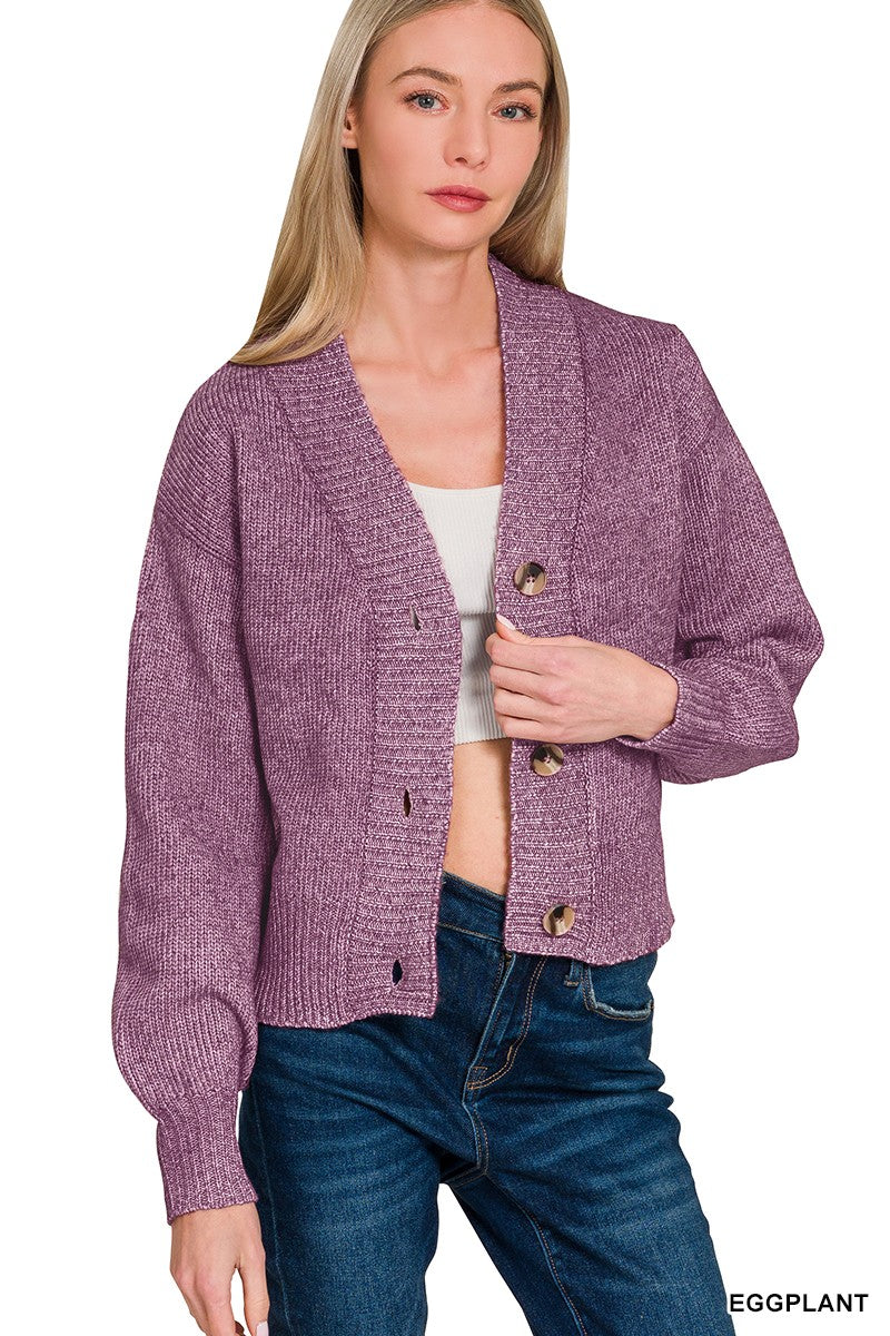 Driftwood Days Cardigan Eggplant / Small Eggplant Small Sweater Zenana- Tilden Co.