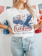 AMERICA LAND OF THE FREE HOME OF THE BRAVE GRAPHIC TSHIRTS White White Rustee Clothing- Tilden Co.