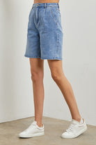 High-Rise Bermuda Denim Shorts Bermuda Shorts Polagram- Tilden Co.