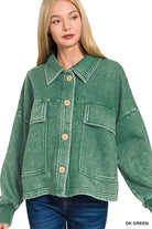 Midnight Moss Cropped Shacket Sweater Zenana- Tilden Co.