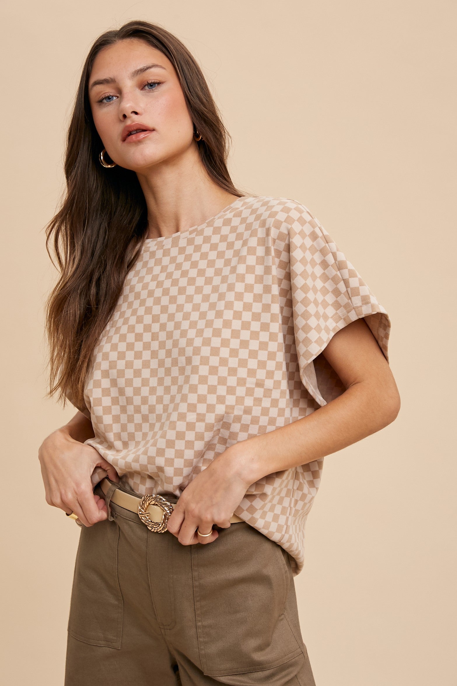 Check & Chill Dolman Knit Top Short Sleeve Top AnnieWear- Tilden Co.