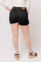 Bentli High Rise Side Tie Denim Skort in Black    Denim Ave Shops- Tilden Co.