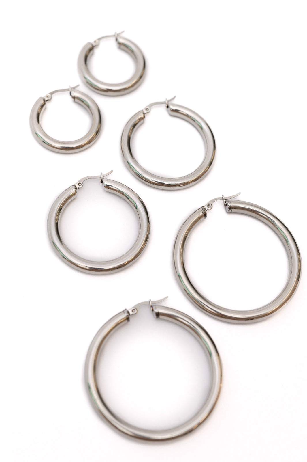 Day to Day Hoop Earrings Set in Silver    Accessories Ave Shops- Tilden Co.