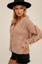 Fringe Trimmed Cardigan Cardigan Hem & Thread- Tilden Co.