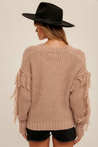 Fringe Trimmed Cardigan Cardigan Hem & Thread- Tilden Co.