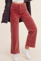 Corduroy Pants with Raw Hemline Rose Tea / XS Rose Tea XS Casual Pants La Miel- Tilden Co.