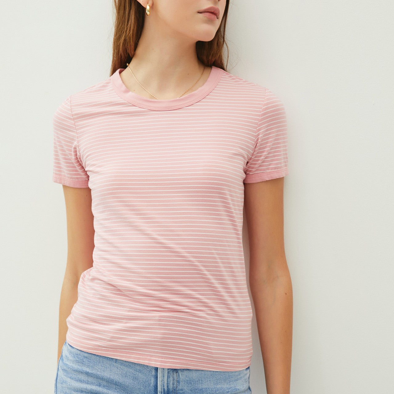 Slim Striped T-Shirt Pink / Small Pink Small Shirts & Tops Be Cool- Tilden Co.
