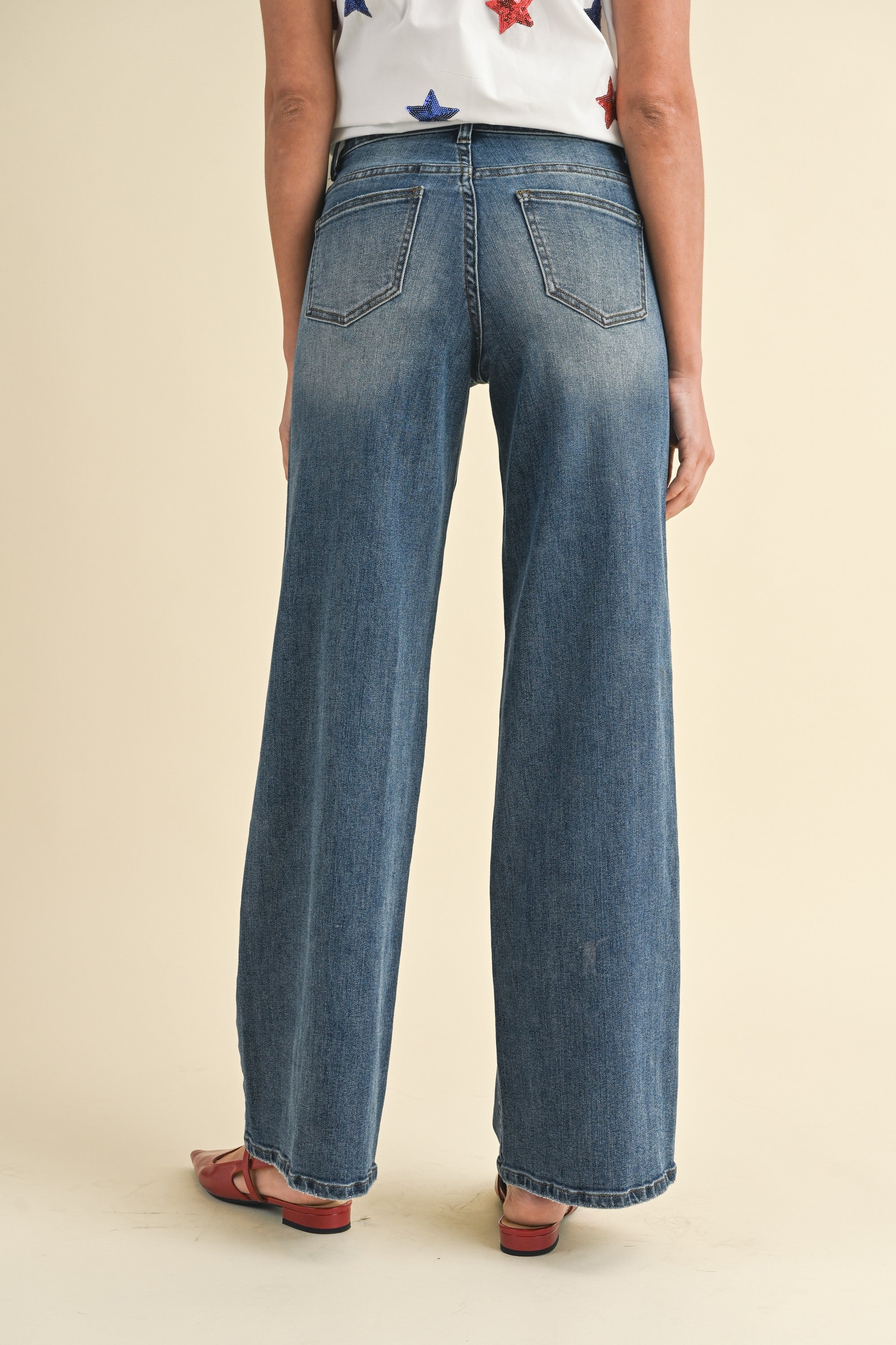 Comfort Stretch High Rise Wide Leg Jeans jeans AnnieWear- Tilden Co.