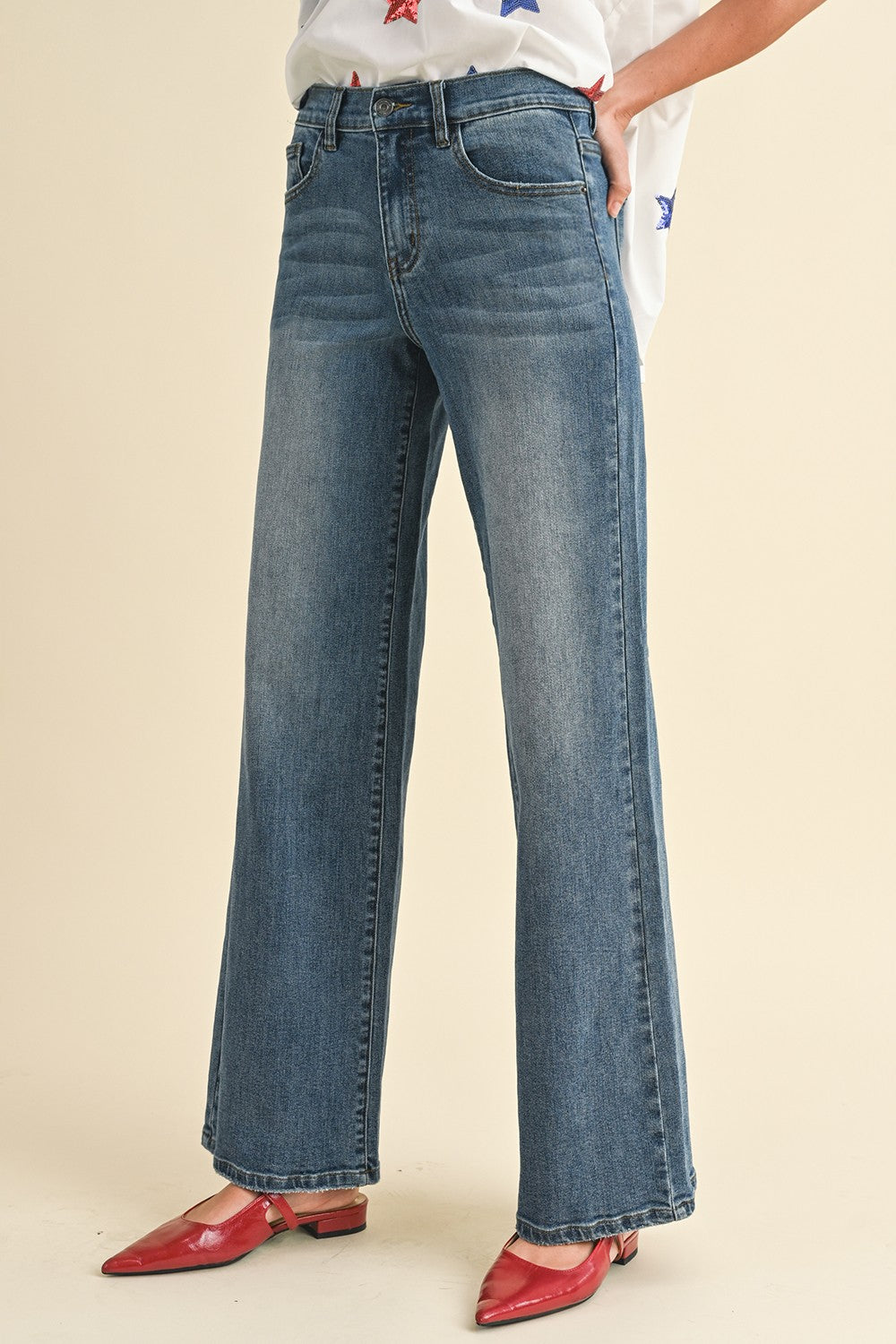 Comfort Stretch High Rise Wide Leg Jeans jeans AnnieWear- Tilden Co.