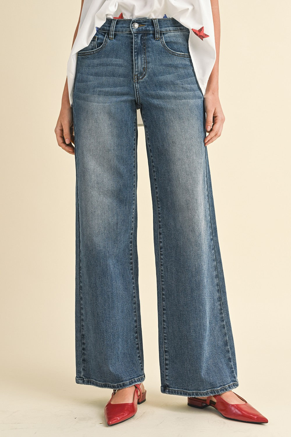 Comfort Stretch High Rise Wide Leg Jeans jeans AnnieWear- Tilden Co.