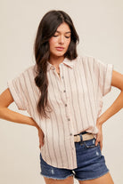 Double Ply Stripe Button Down Shirt    Shirts & Tops Hem & Thread- Tilden Co.