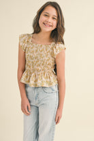 Girls Flutter Sleeve Smocked Top    Shirts & Tops Heart and Arrow- Tilden Co.