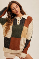 Color Block Pullover Sweater    Long Sleeve Shirts and Tops Hem and Thread- Tilden Co.