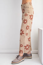 Daisy Print Washed Twill Pants Casual Pants Easel- Tilden Co.