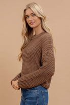 Solid Knitted Crew Neck Sweater    Sweater Blu Pepper- Tilden Co.