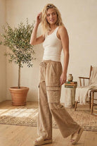 Taupe Mineral Wash Cargo Pants Sewn and Seen- Tilden Co.