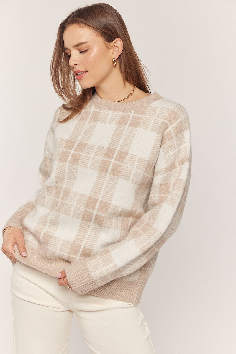 Plaid Pullover Sweater    Sweater Tea n Rose- Tilden Co.