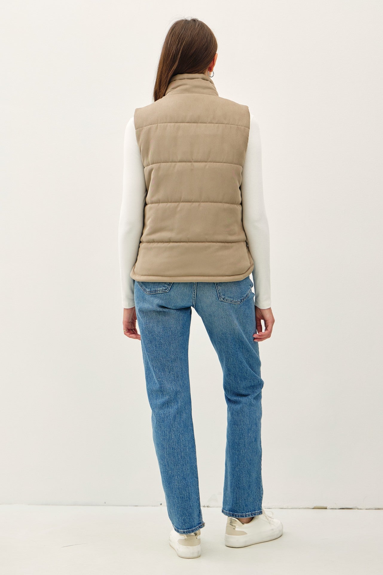 Suede-Like Puffer Vest    vest Be Cool- Tilden Co.