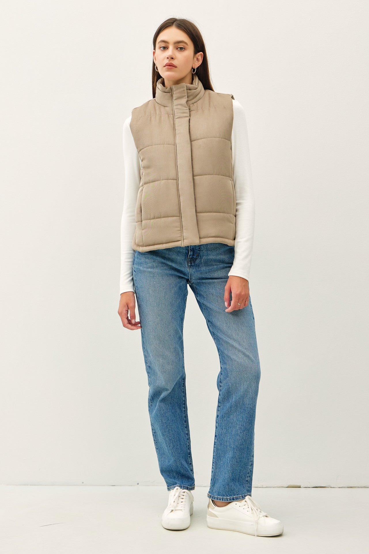 Suede-Like Puffer Vest Small / Sage Small Sage vest Be Cool- Tilden Co.