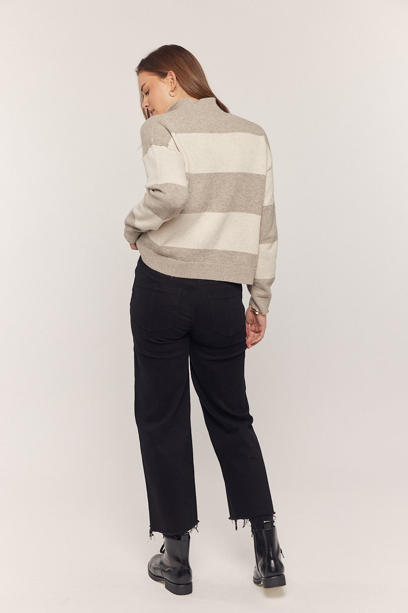 Stripe Half Zip Sweater Sweater Tea n Rose- Tilden Co.