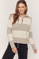 Stripe Half Zip Sweater Sweater Tea n Rose- Tilden Co.