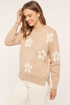 Soft Touch Floral Jacquard Sweater    Sweater Tea n Rose- Tilden Co.