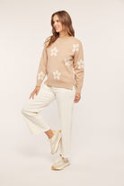 Soft Touch Floral Jacquard Sweater    Sweater Tea n Rose- Tilden Co.