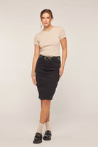 The City Chic Midi Skirt jeans Tea n Rose- Tilden Co.