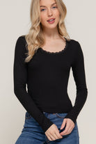 Long Sleeve Scoop Neck Top Black / Small Black Small Long Sleeve Shirts and Tops Active Basic | Active USA- Tilden Co.