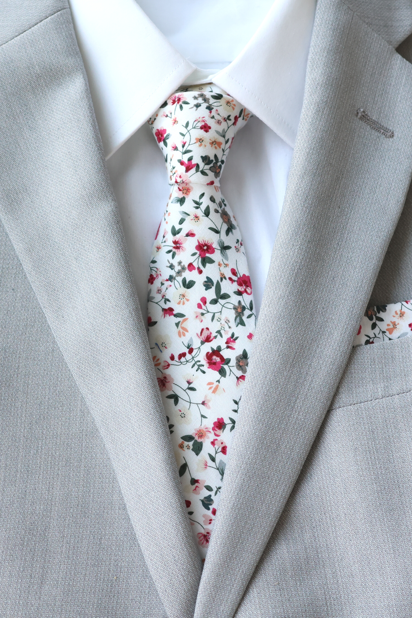 Milan White Floral Tie: Kids    necktie Tie Mood- Tilden Co.