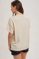 Crew Neck Knit T-Shirt Shirts & Tops Blue Ivy- Tilden Co.