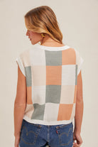 Checker Print Cropped Sweater Tee Shirts & Tops Hem & Thread- Tilden Co.