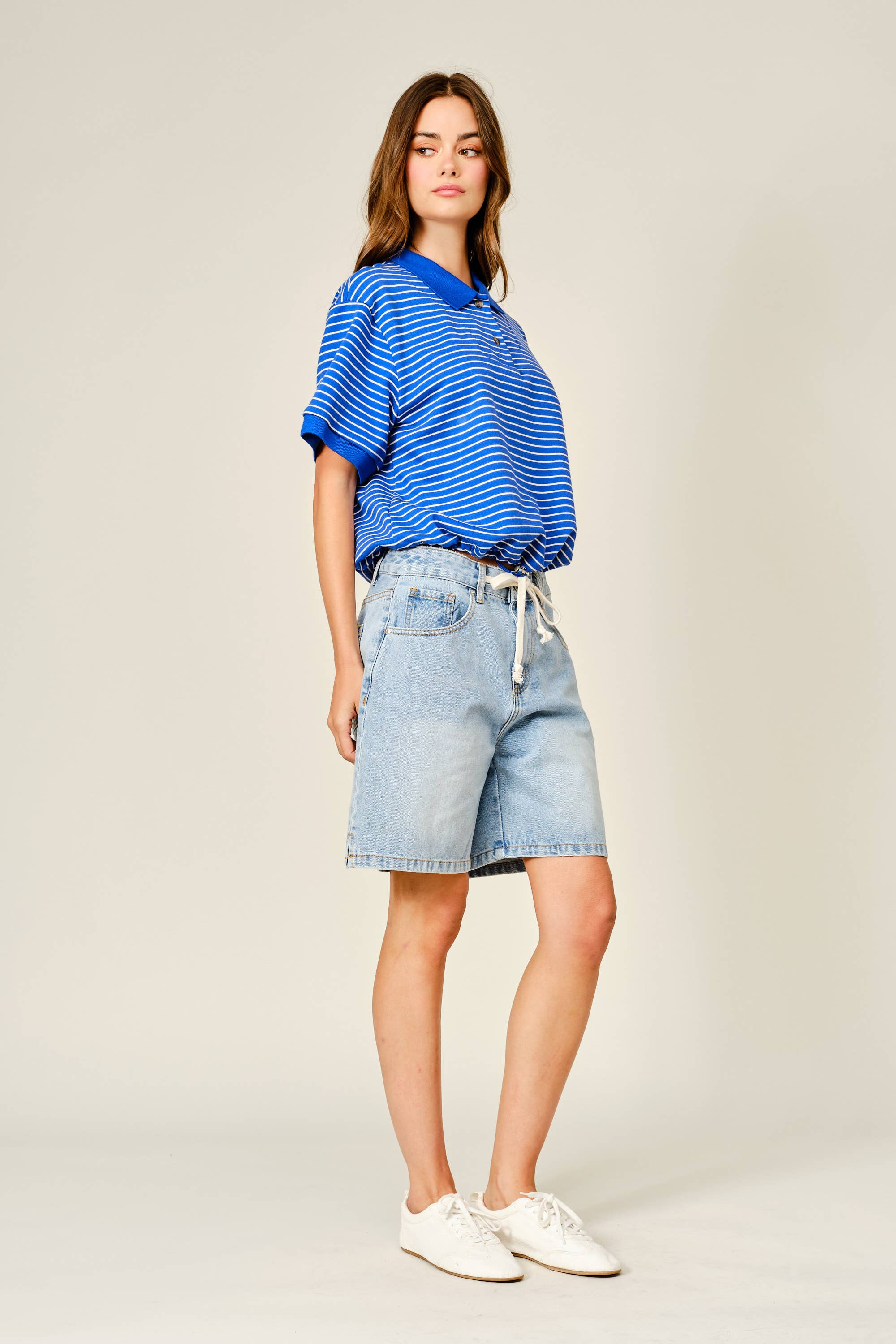 Lt Wash Drawstring Denim Bermudas Bermuda Shorts Aaron & Amber- Tilden Co.
