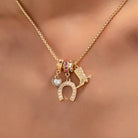 Western Rhinestone Horseshoe Charm Necklace | 80N93236 GOLD GOLD necklace JOSSLYN by wall to wall- Tilden Co.